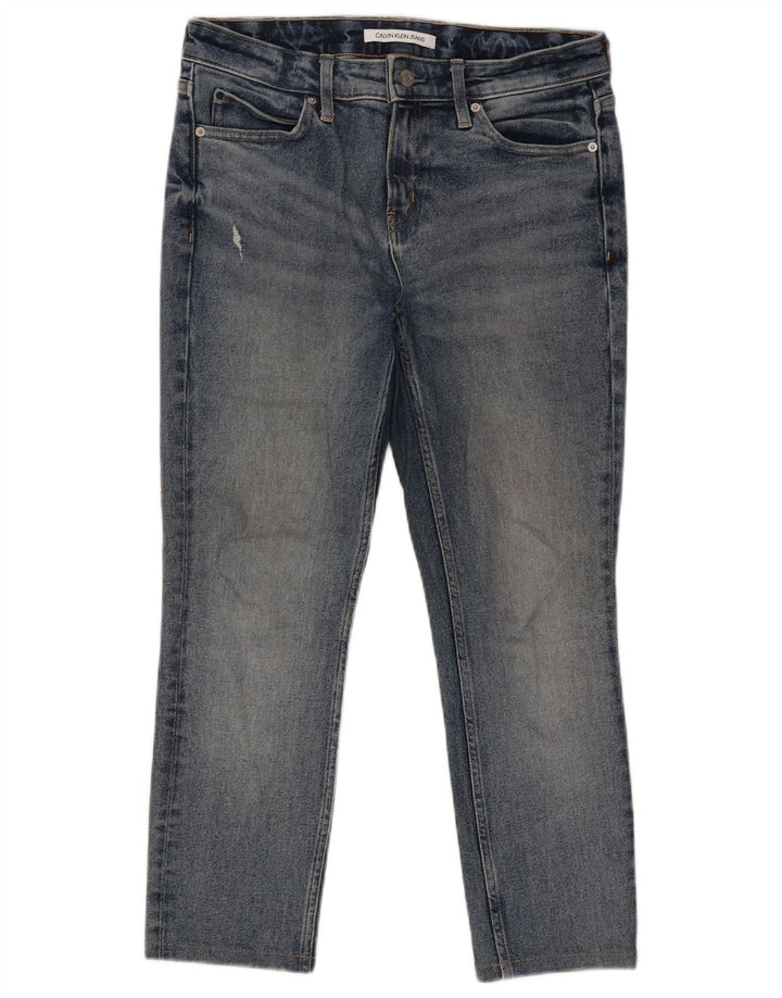 CALVIN KLEIN Jean Slim Court Déchiré Homme W30 L25 Bleu