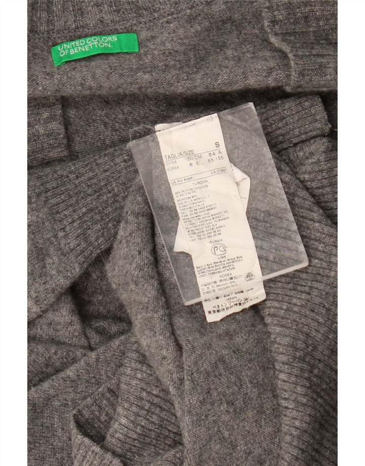 BENETTON Pull long surdimensionné à col en V pour femme UK 10 Petit Gris