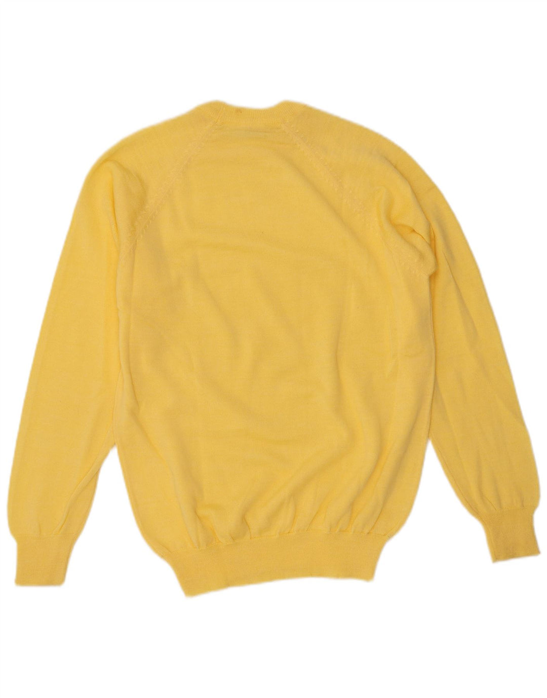 VINTAGE Femme Crew Neck Jumper Pull UK 16 Grand Jaune