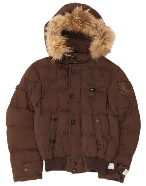 Blauer Boys Hooded Padded Jacket 9-10 Years Brown Polyester