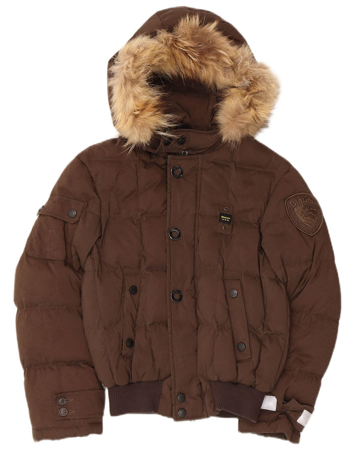 Blauer Veste matelassée à capuche garçon 9-10 ans Marron Polyester