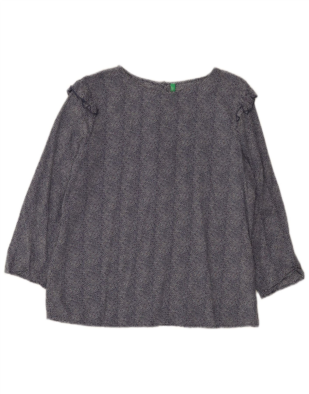 Benetton Chemisier à manches 3/4 pour femme UK 44 Bleu marine moyen à pois en modal