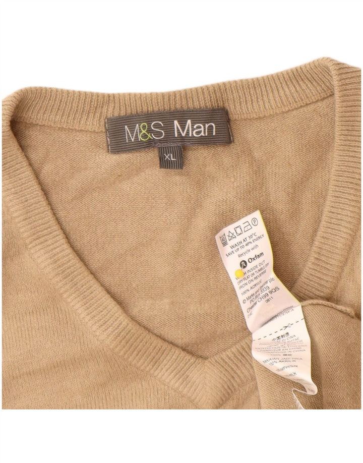 Marks & Spencer Pull Col V Homme XL Beige Acrylique