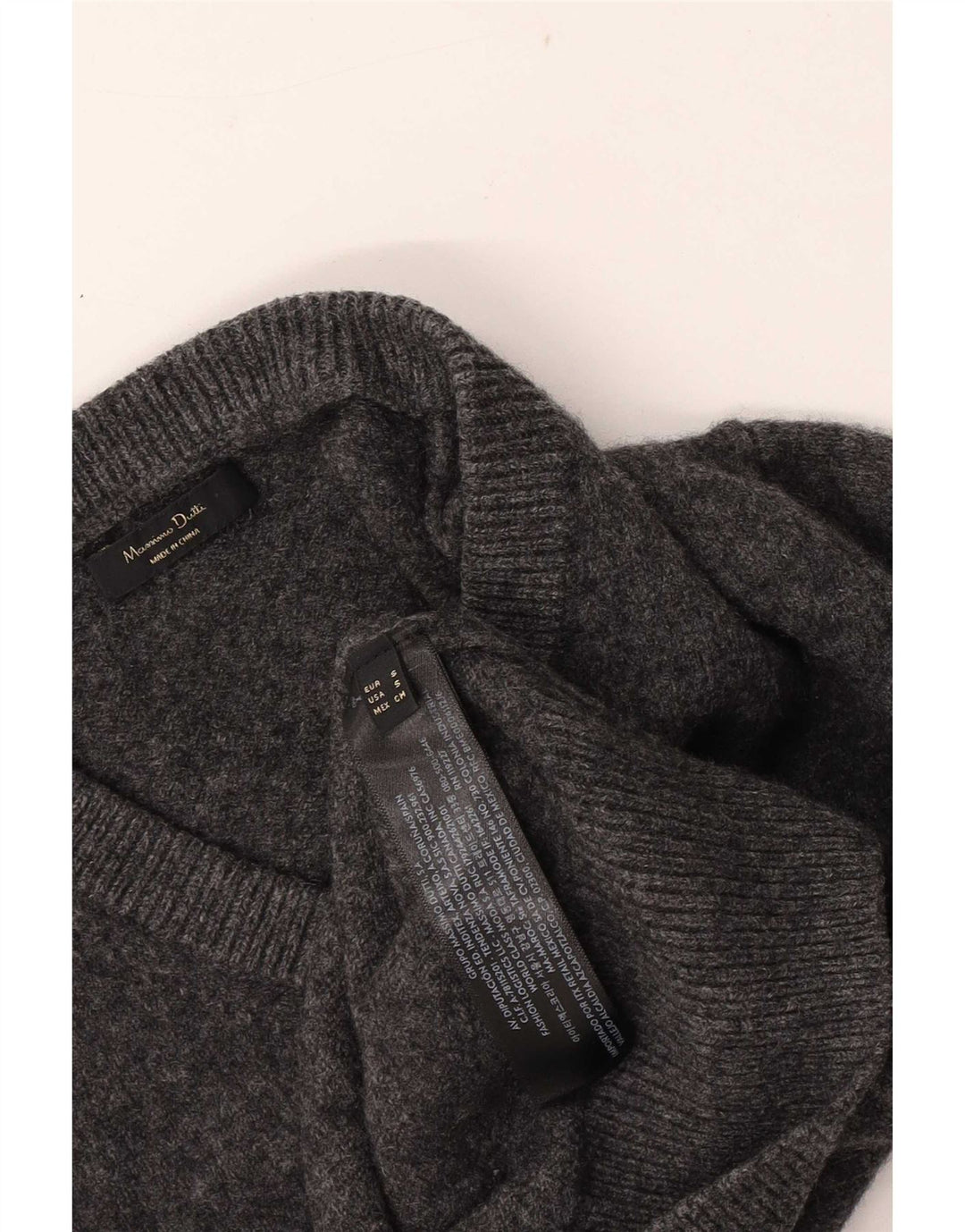 Massimo Dutti Pull coupe classique à col en V pour femme UK 10 Petit Gris