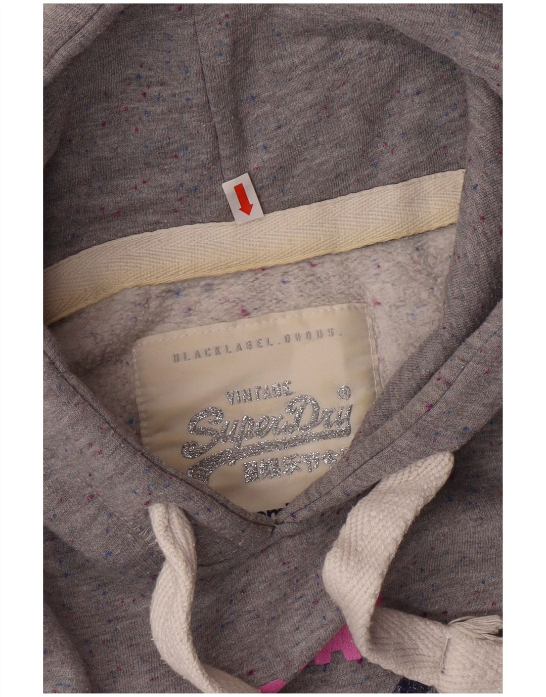 SUPERDRY Pull à capuche graphique pour femme UK 14 Polyester moucheté gris moyen