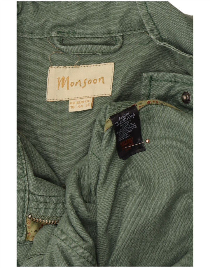 MONSOON Veste utilitaire pour femme UK 16 Large Green Ramie