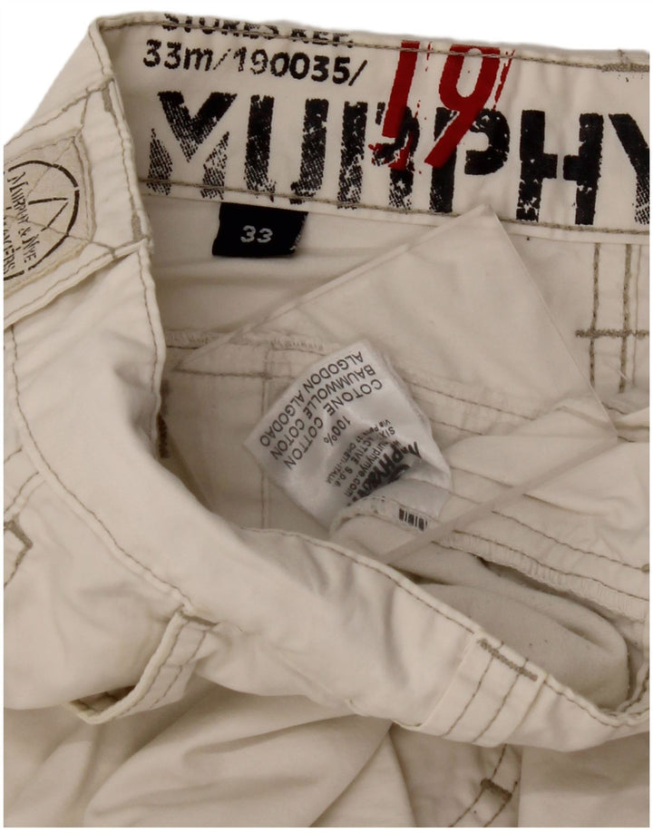 MURPHY & NYE Pantalon décontracté droit pour homme W33 L32 Coton blanc cassé