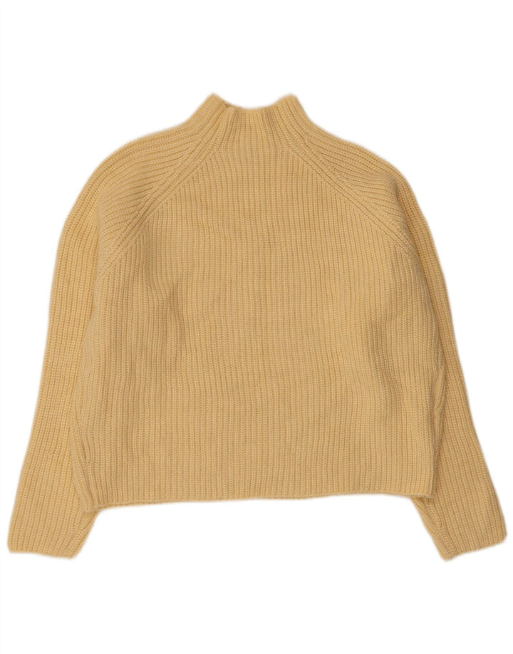 ZARA Femme Crop Oversize Col Roulé Pull Pull UK 10 Petit Jaune