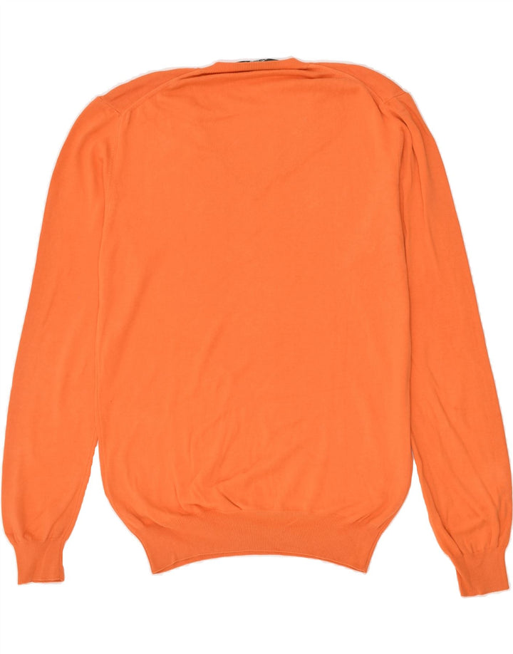 GUESS Mens V-Neck Jumper Sweater Large Orange Cotton | Vintage Guess | Thrift | Second-Hand Guess | Used Clothing | Messina Hembry 