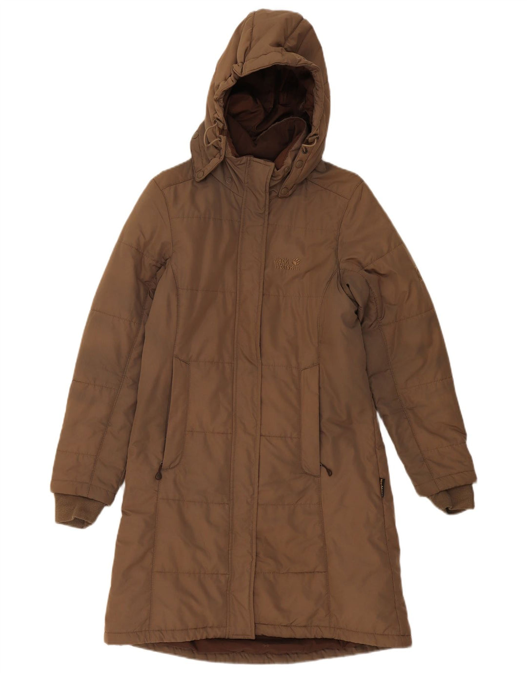 Jack Wolfskin Manteau rembourré à capuche pour femme UK 8 Small Marron Polyester