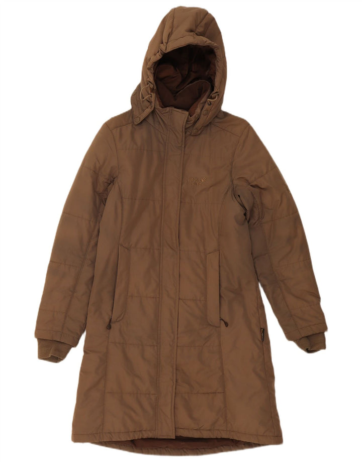 Jack Wolfskin Manteau rembourré à capuche pour femme UK 8 Small Marron Polyester