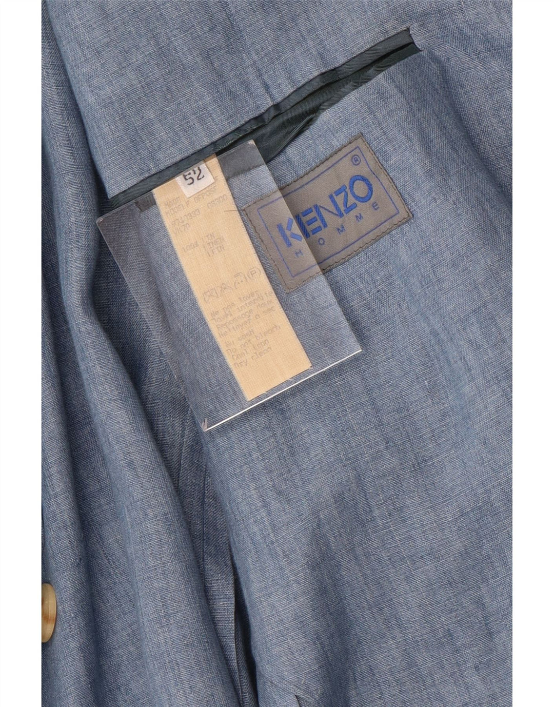 Kenzo Veste Blazer 3 Boutons Homme IT 52 XL Bleu Lin