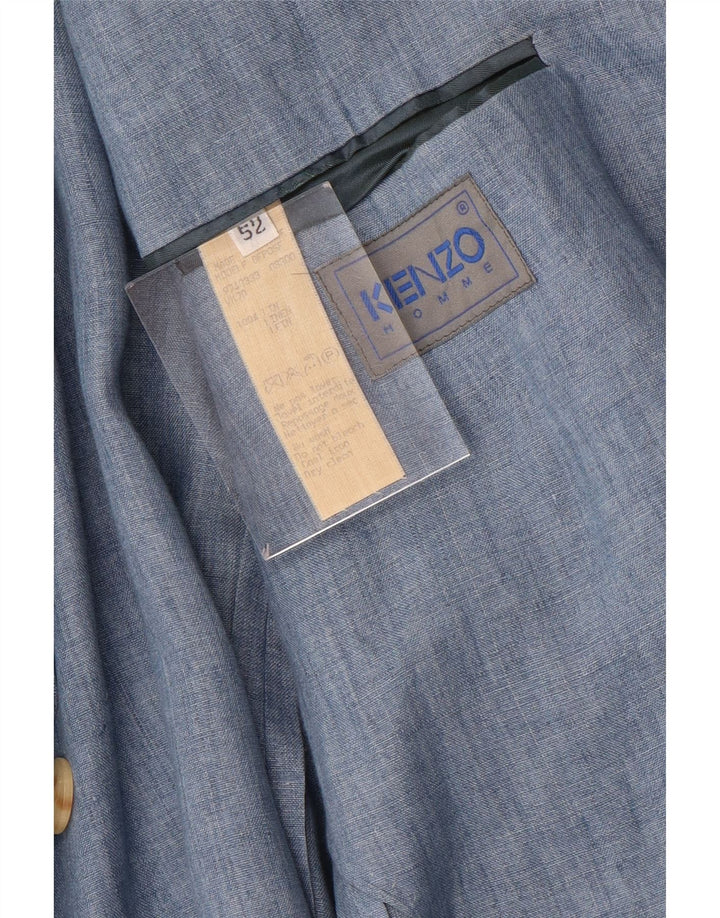 Kenzo Veste Blazer 3 Boutons Homme IT 52 XL Bleu Lin