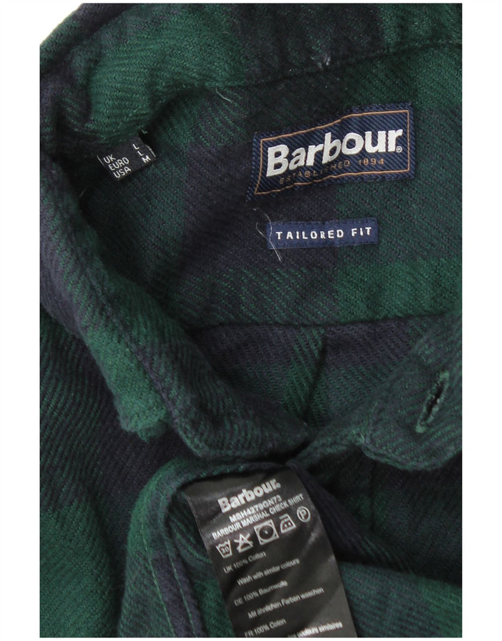 Barbour Chemise en flanelle coupe ajustée pour hommes, grand coton à carreaux vert