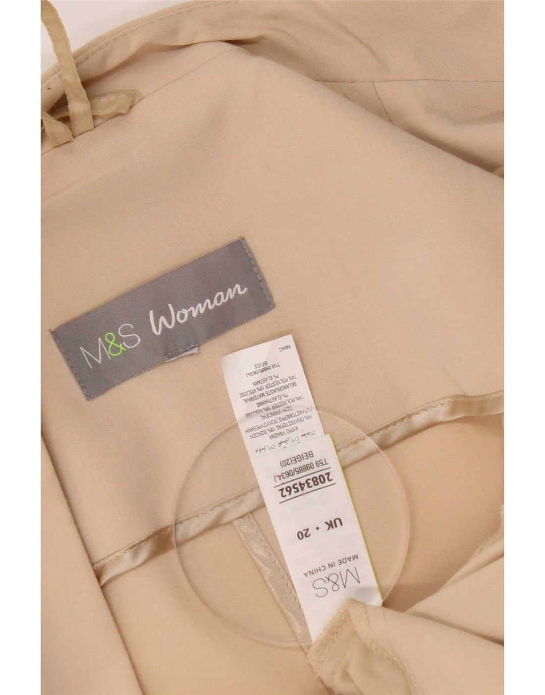 Marks & Spencer Veste blazer ouverte pour femme UK 20 2XL Beige Polyester