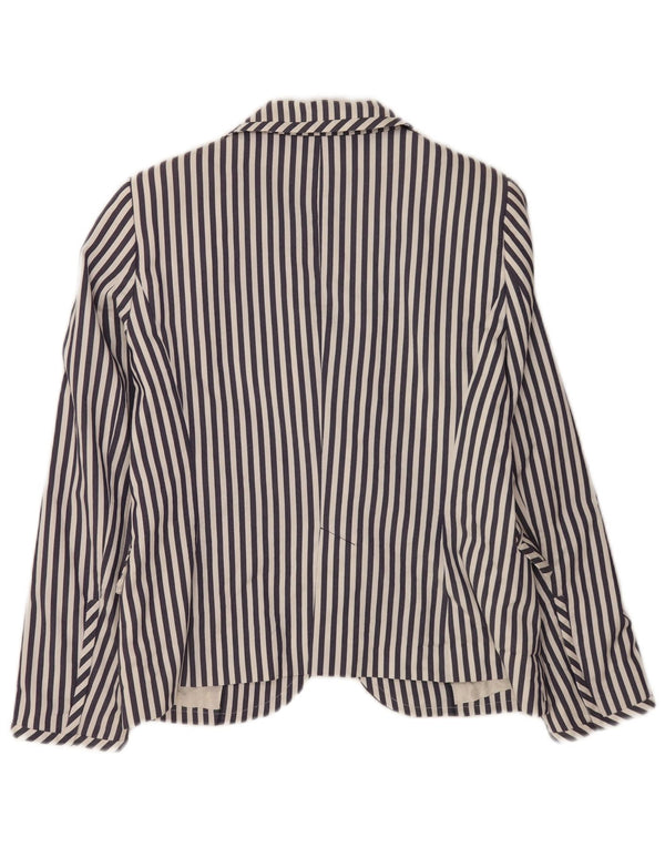 Zara Veste Blazer 2 Boutons Femme UK 18 XL Bleu Marine Rayé