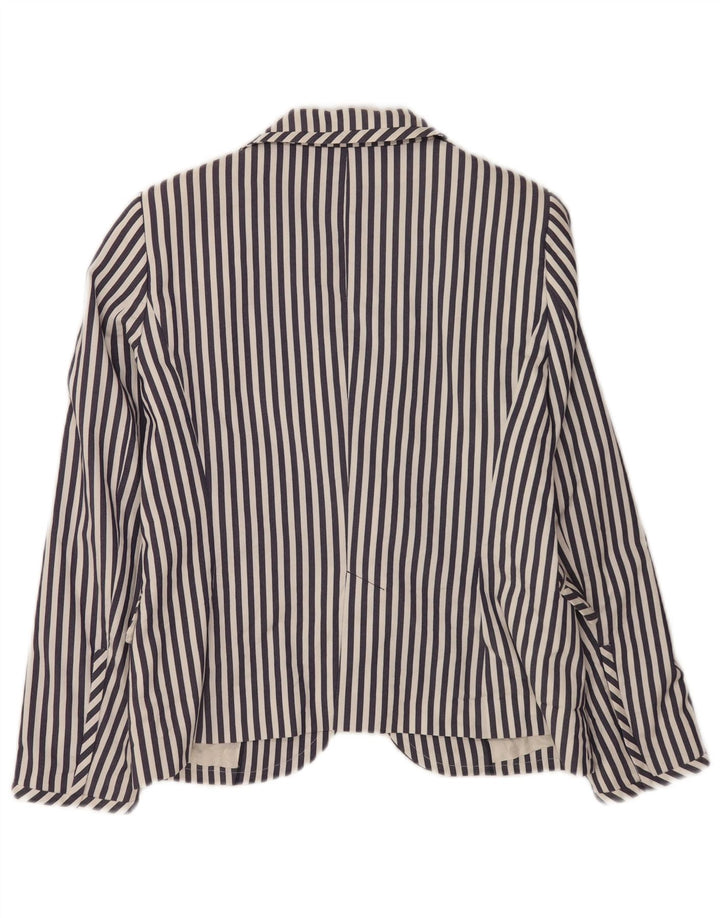 Zara Veste Blazer 2 Boutons Femme UK 18 XL Bleu Marine Rayé