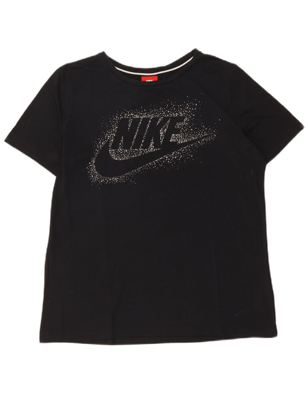 Nike T-shirt graphique pour femme UK 14 Noir moyen Polyester