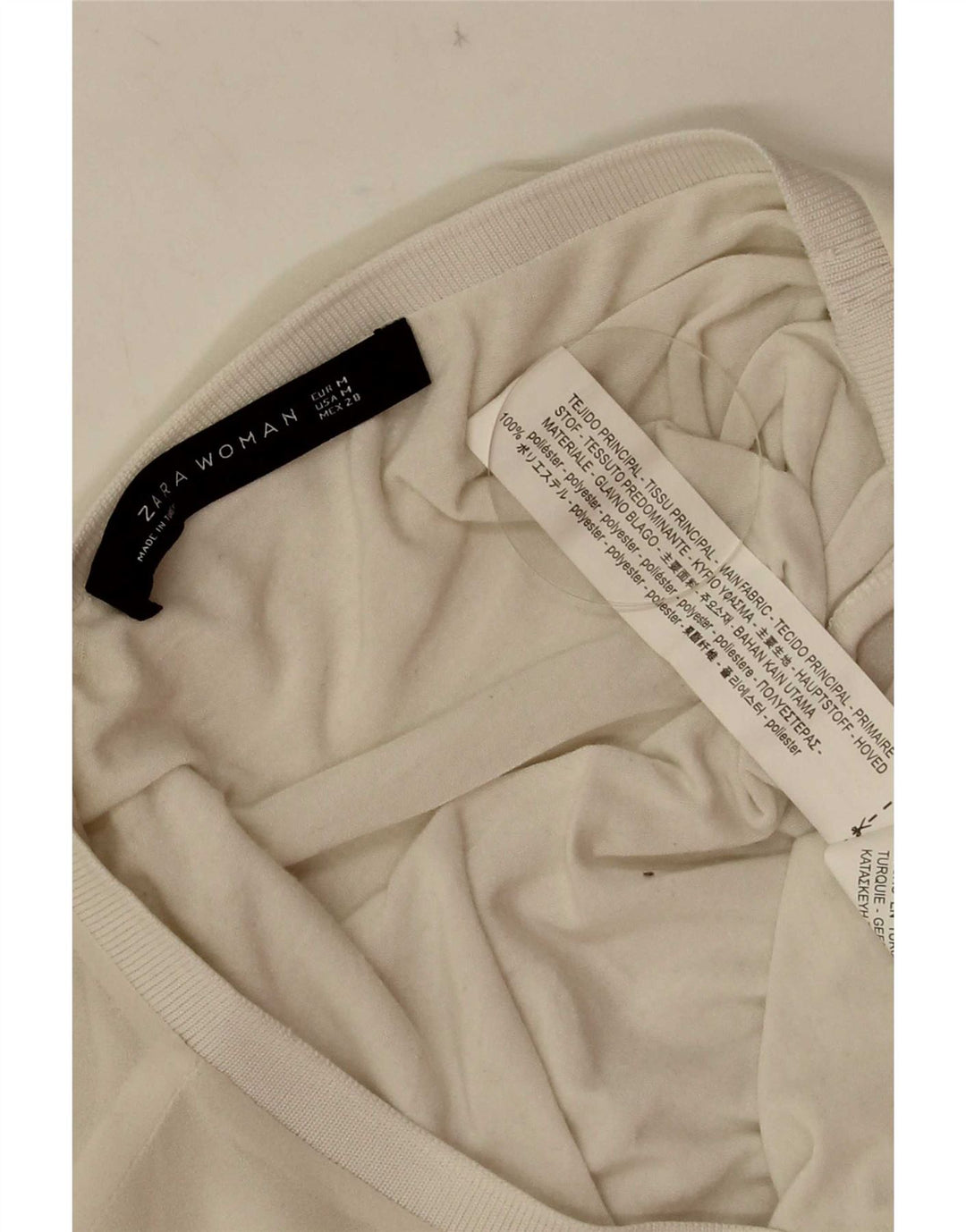 Zara Femme Chemisier Oversize Top UK 14 Polyester Blanc Moyen