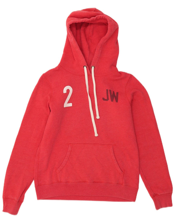Jack Wills Pull à capuche graphique pour femme UK 12 Rouge moyen Coton