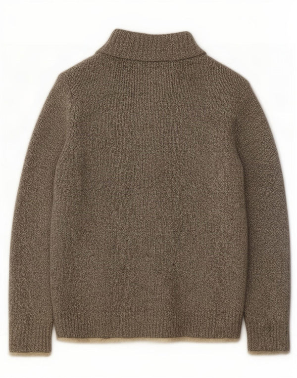 L.L.Bean Pull Cardigan Homme Gris Moyen Moucheté Laine d'Agneau