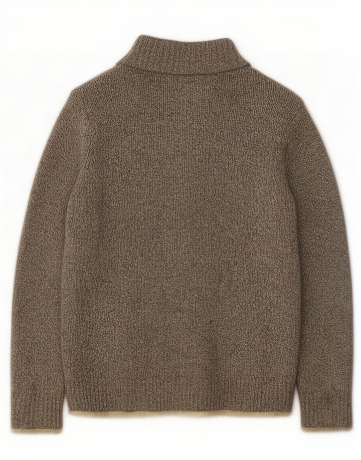 L.L.Bean Pull Cardigan Homme Gris Moyen Moucheté Laine d'Agneau