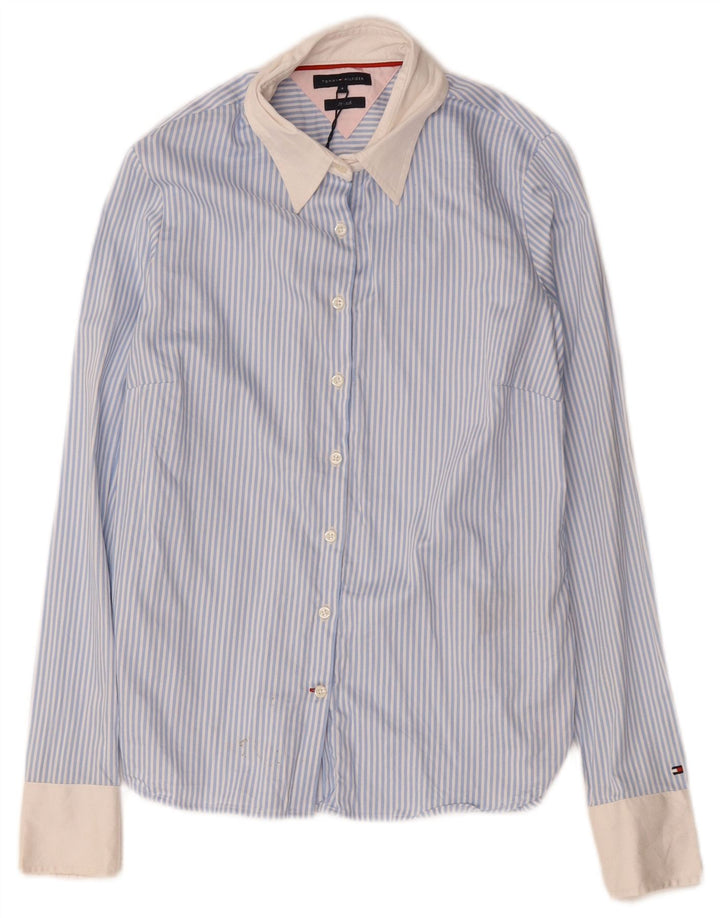 Tommy Hilfiger Chemise Femme US 6 Coton Bleu Moyen à Fines Rayures
