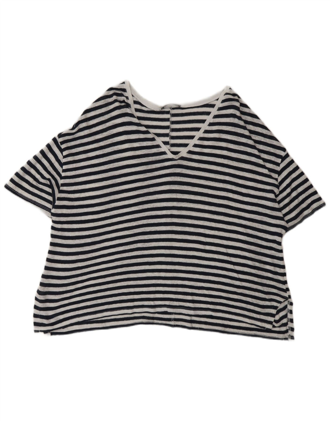 Zara T-shirt surdimensionné pour femme UK 14 Medium Noir à fines rayures