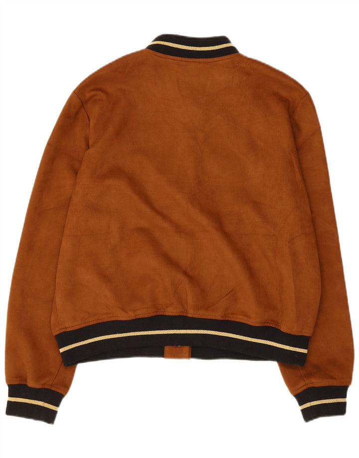 Zara Veste Bomber Femme UK 14 Polyester Marron Moyen