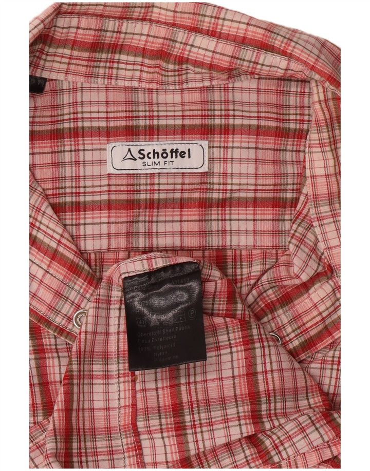 Schoffel Chemise Slim Fit UK 44 Medium Red Check Polyamide