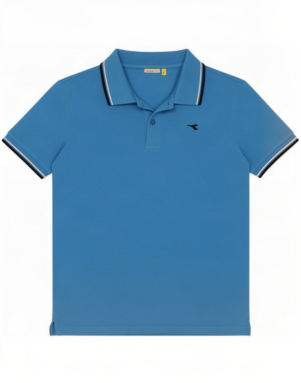 Diadora Polo Homme Large Bleu Rayé Coton