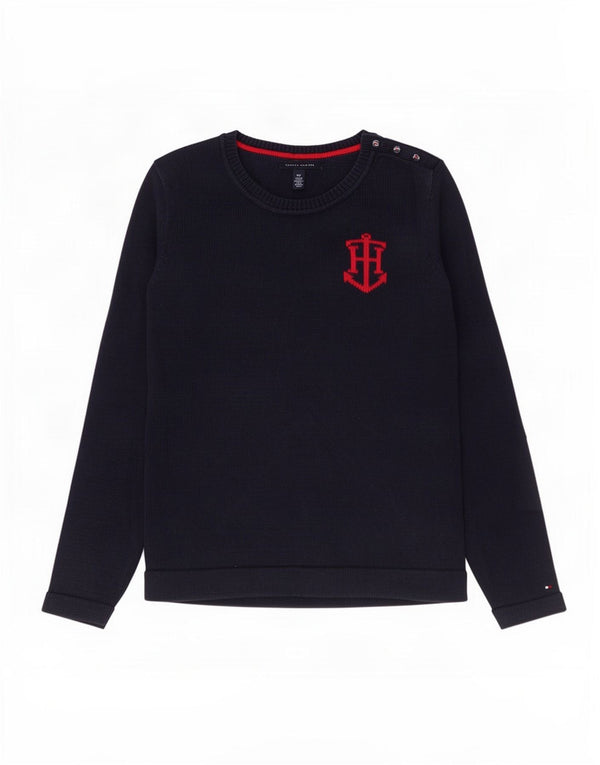 Tommy Hilfiger Pull col bateau pour femme UK 10 Petit coton bleu marine