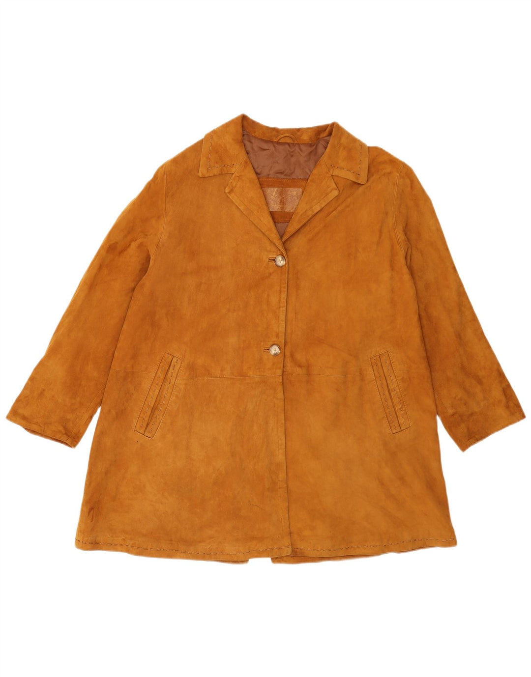 veste en daim femme vintage UK 14 cuir brun moyen