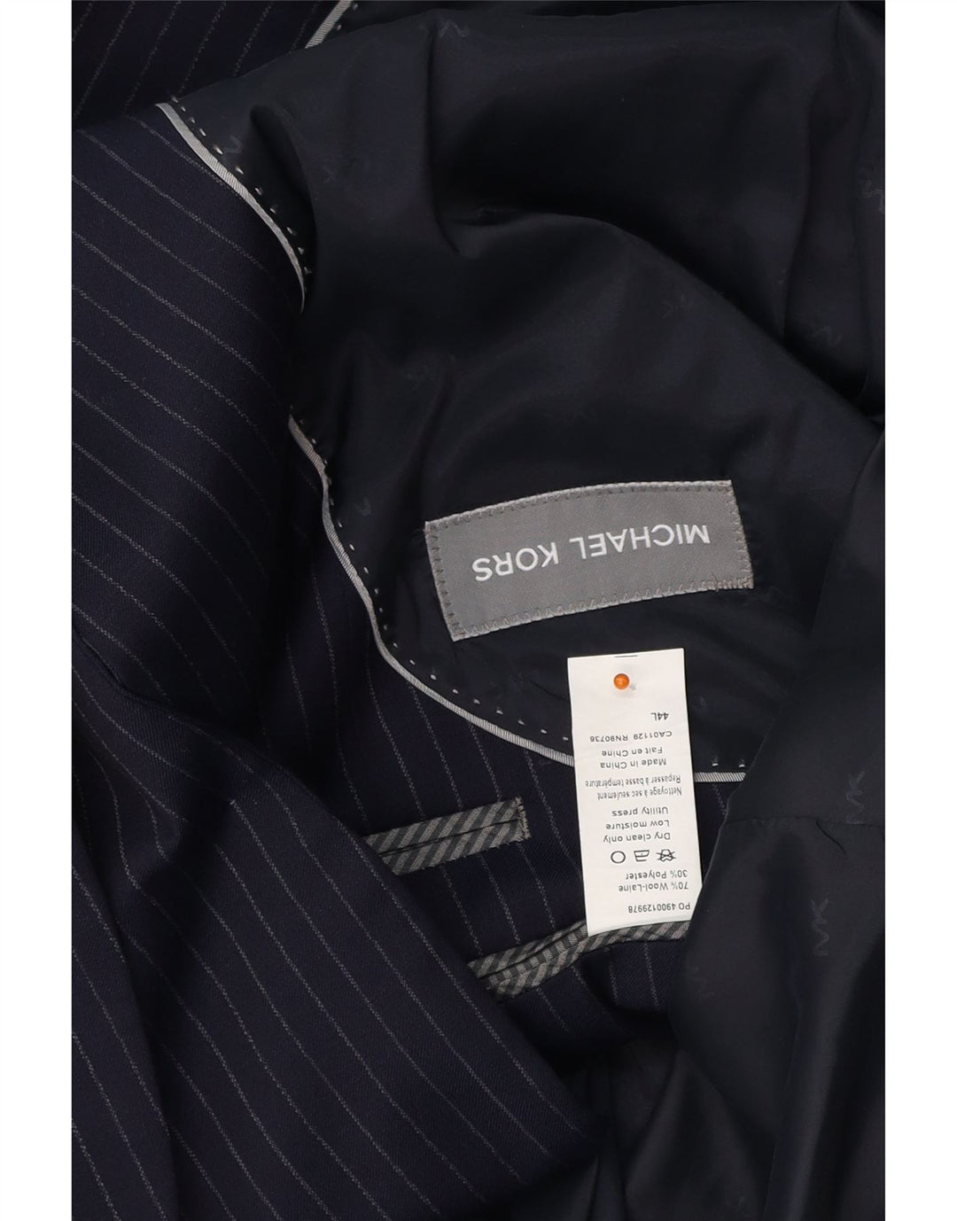 MICHAEL KORS Mens 2 Button Blazer Jacket UK 44 2XL Navy Blue Pinstripe