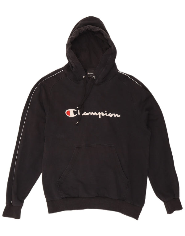 CHAMPION Pull à capuche graphique pour hommes, grand coton noir