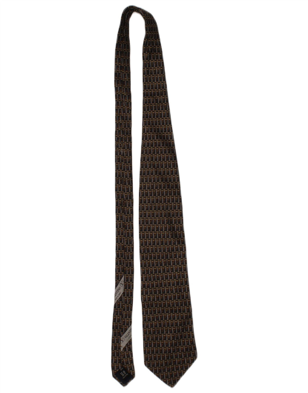 Valentino Cravate Cravate Homme Taille Unique Marron Géométrique Soie Designer