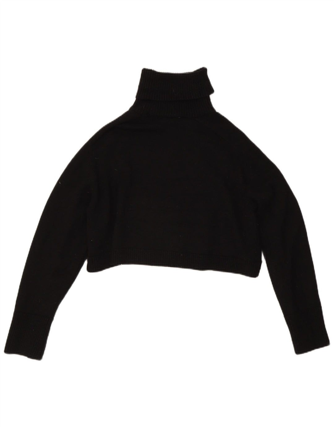Zara Pull court à col roulé pour femme UK 14 Viscose noir moyen
