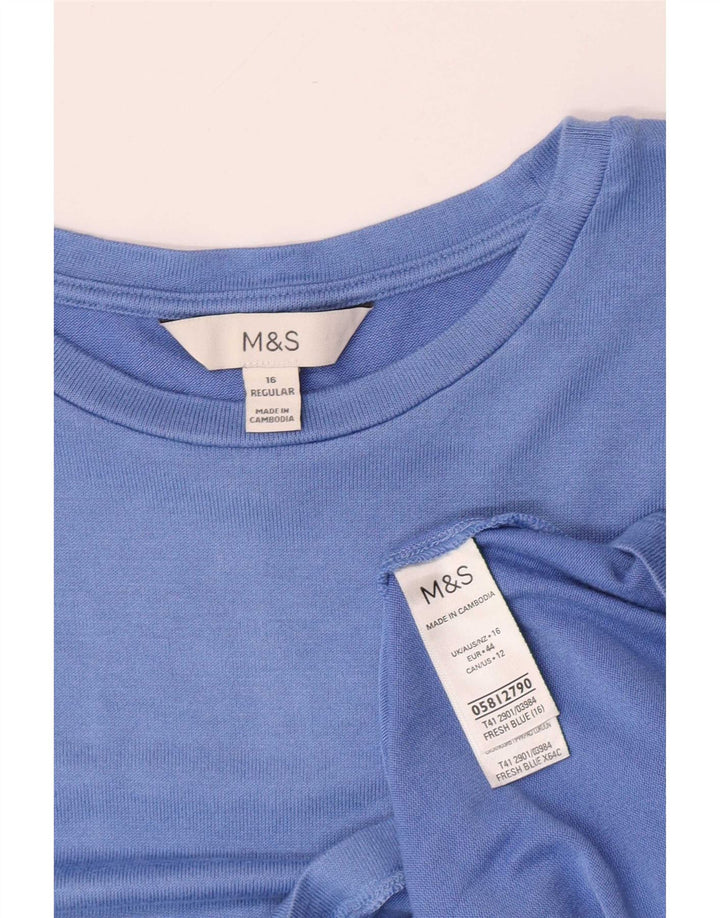 Marks & Spencer Haut à manches longues pour femme UK 16 Large Bleu Viscose