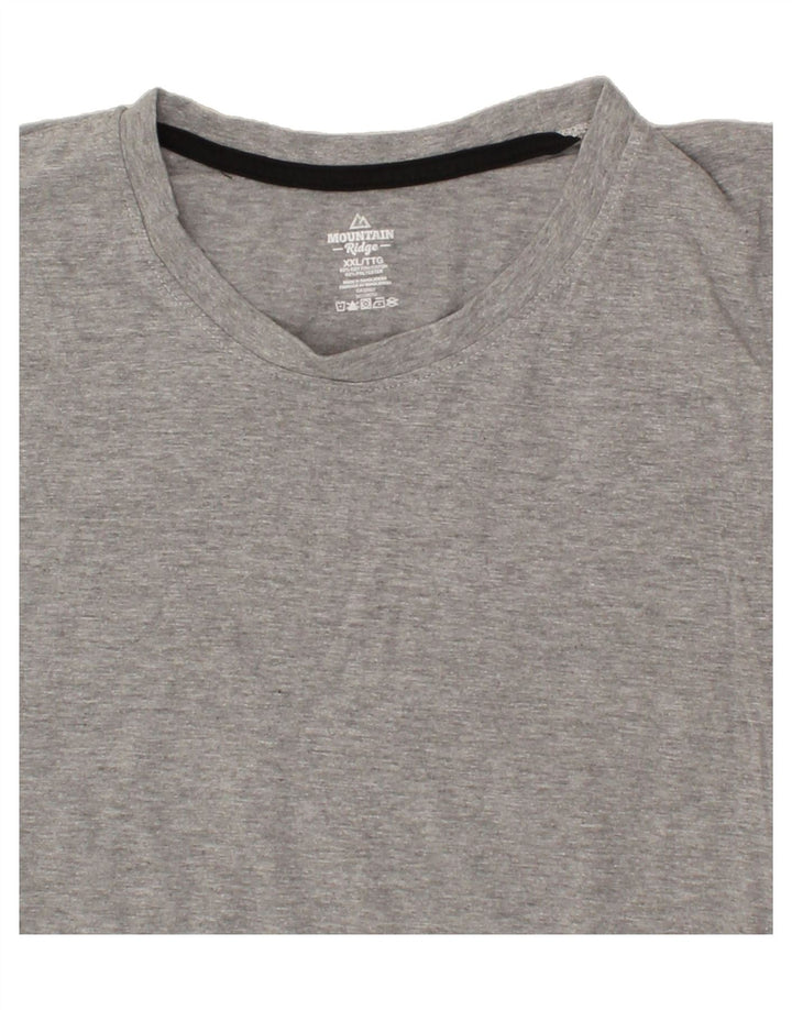 MOUNTAIN RIDGE Mens T-Shirt Top 2XL Grey Cotton Vintage Mountain Ridge and Second-Hand Mountain Ridge from Messina Hembry 