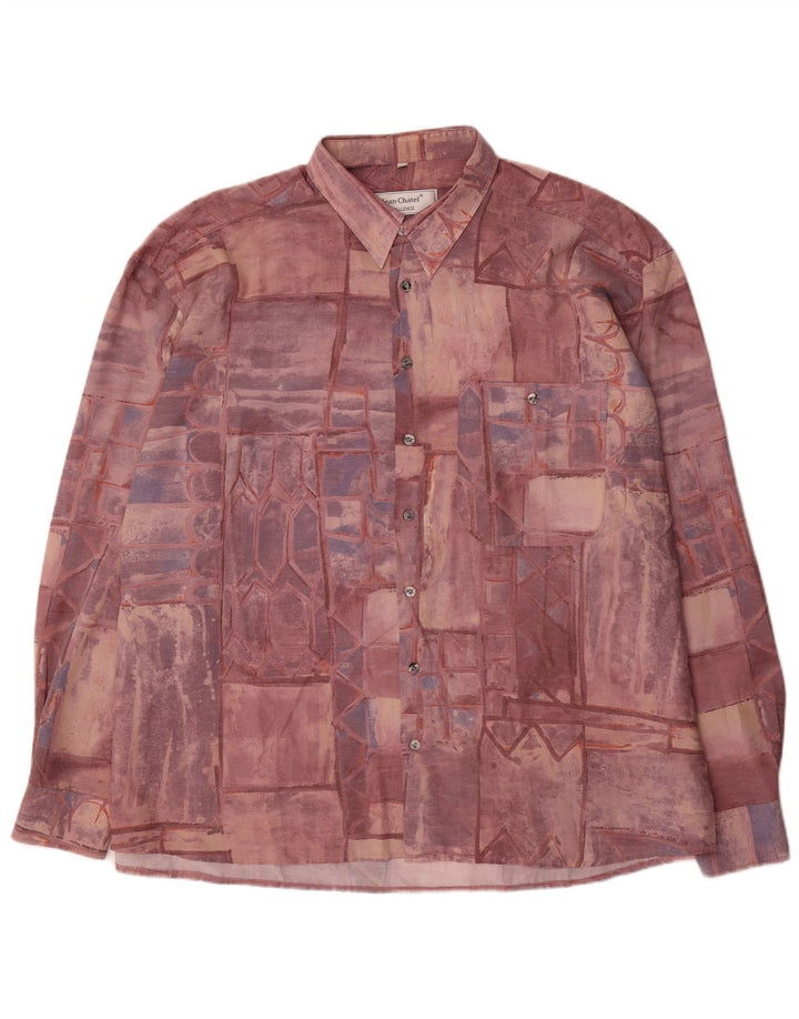 Jean chatel Chemise Homme Taille 45/46 XL Bordeaux Patchwork