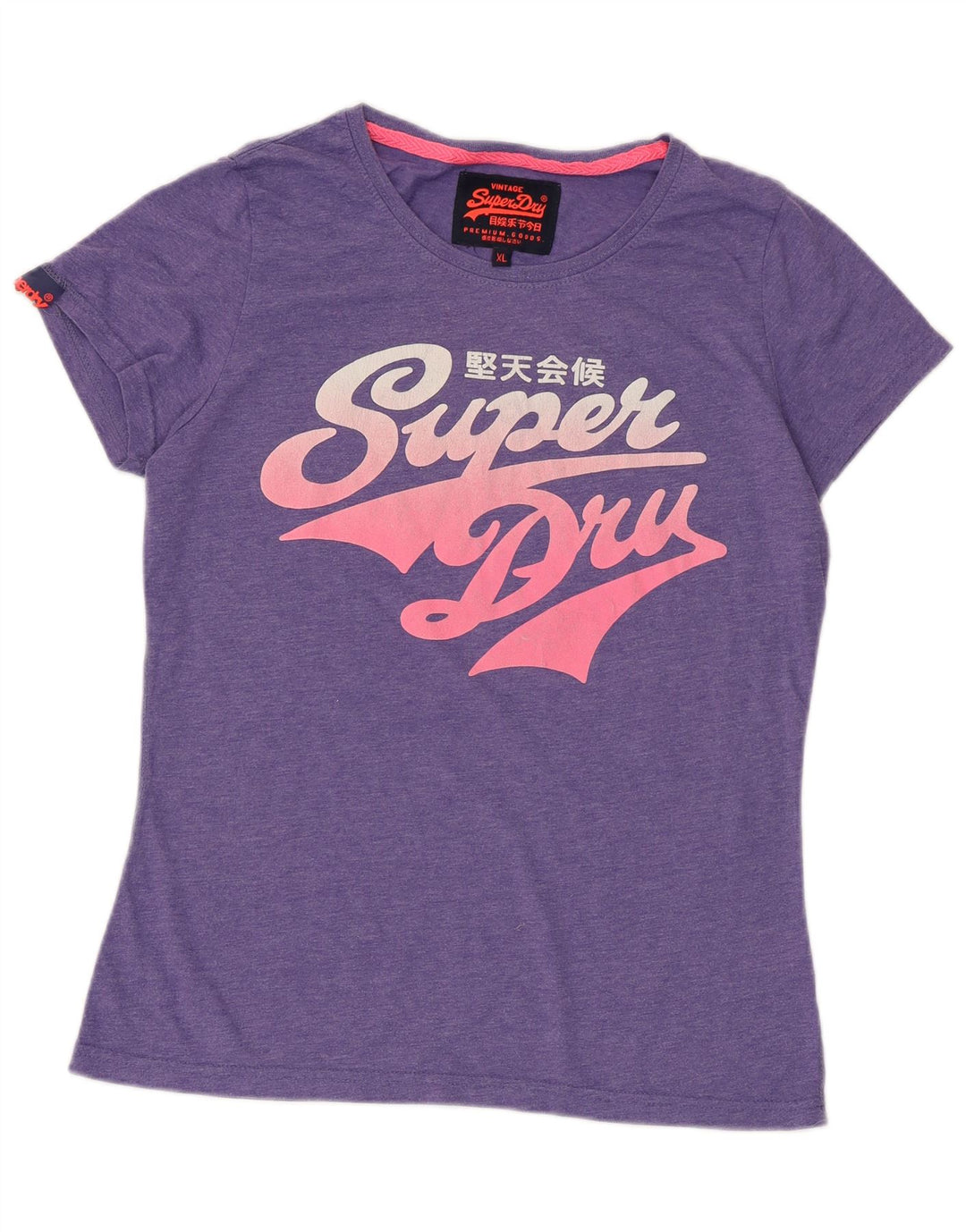 SUPERDRY T-Shirt Graphique Femme Top UK 18 XL Violet Coton