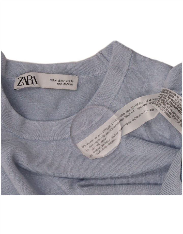 Zara Pull ras du cou pour femme UK 12 Bleu moyen Viscose