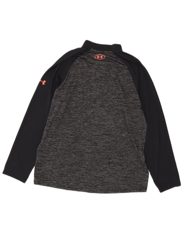 Under Armour Haut ample à manches longues et col zippé pour homme, grand noir moucheté
