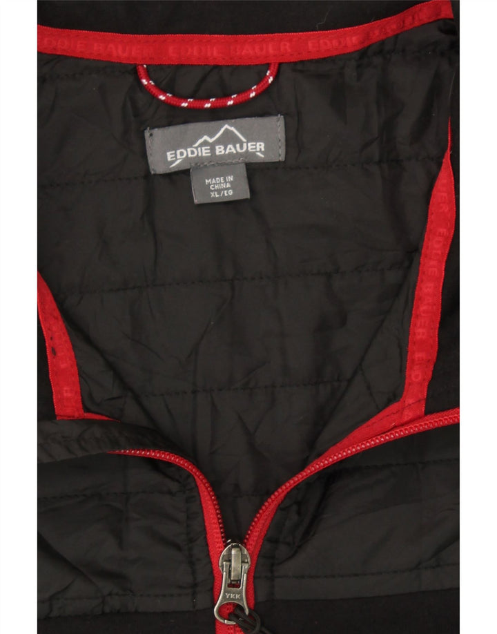 EDDIE BAUER Mens Zip Neck Sweatshirt Jumper XL Black Polyester Vintage Eddie Bauer and Second-Hand Eddie Bauer from Messina Hembry 