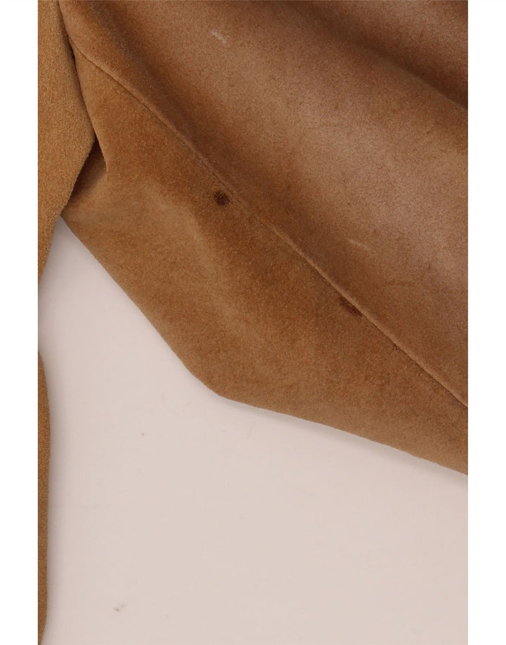 Barone Veste en daim pour femme UK 10 Petit cuir beige