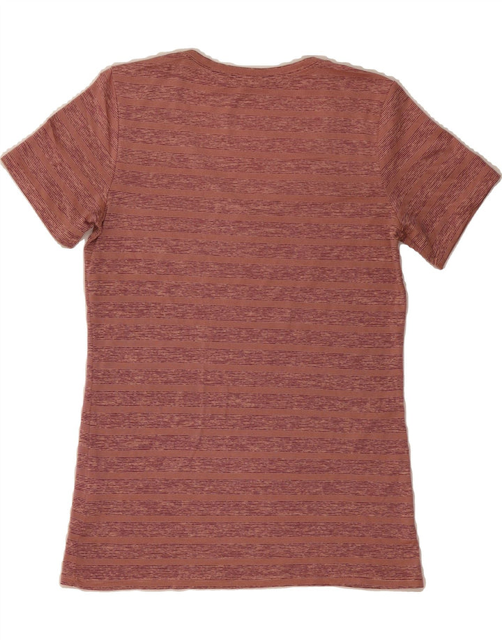 NIKE Womens Dri Fit T-Shirt Top UK 10 Small Maroon Striped Polyester Vintage Nike and Second-Hand Nike from Messina Hembry 