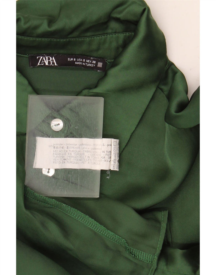 Zara Chemise surdimensionnée pour femme UK 10 Small Vert Polyester