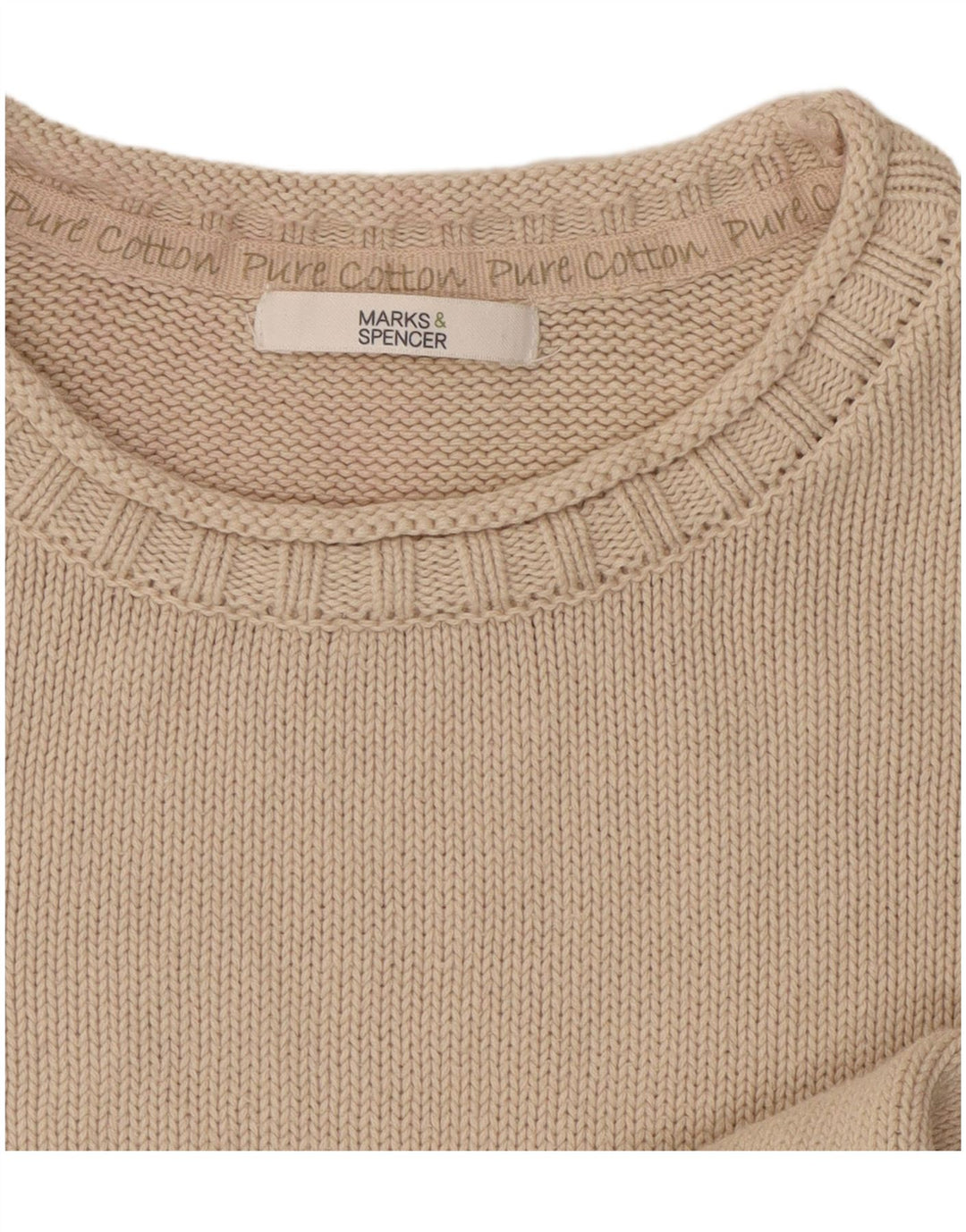 Marks & Spencer Pull à col rond pour femme UK 10 Petit Beige