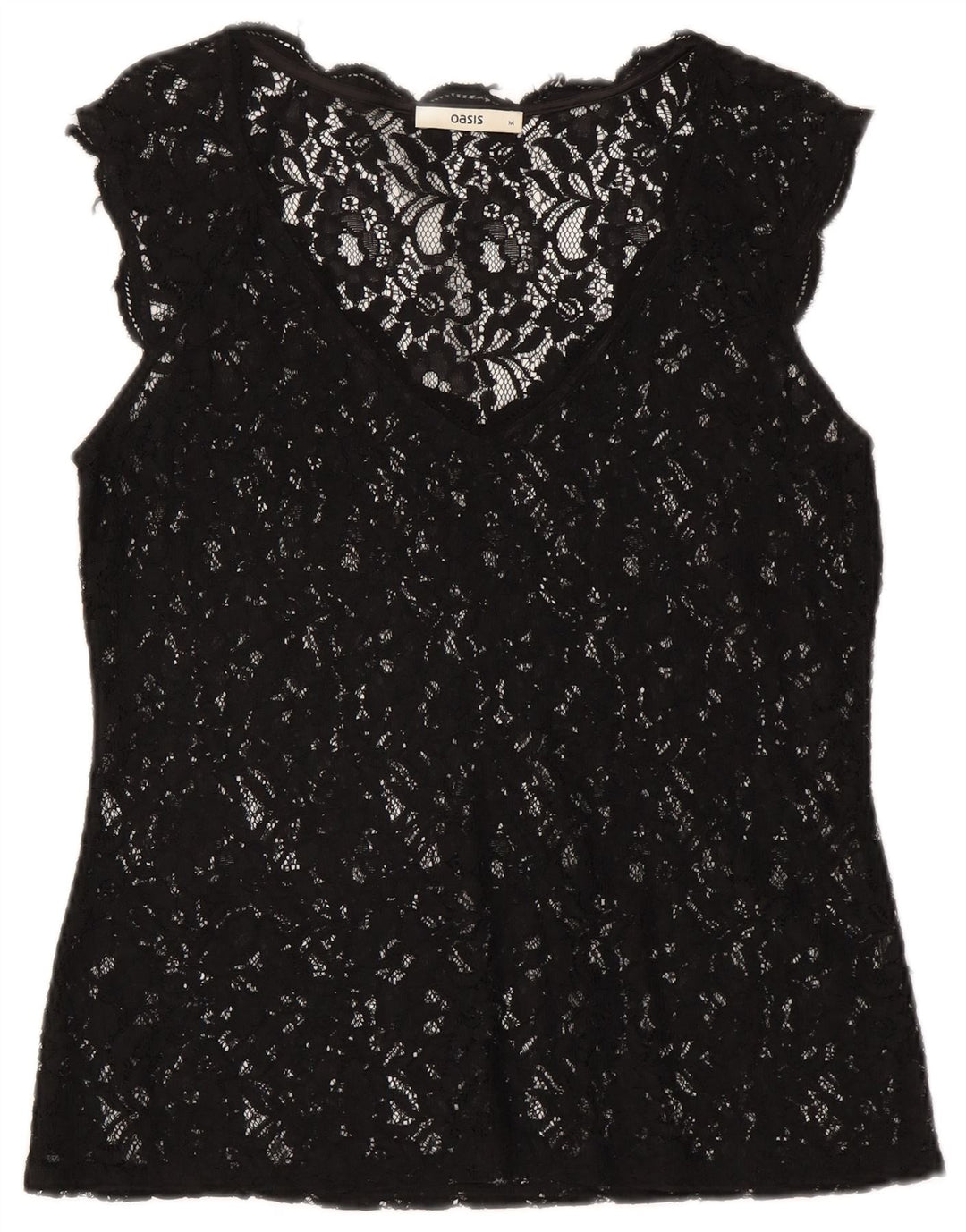 Oasis Chemisier transparent en dentelle pour femme UK 42 Medium Noir Floral