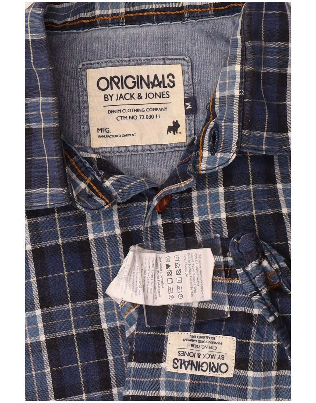 Jack & Jones Chemise à Carreaux en Coton à Carreaux Bleu Moyen Homme